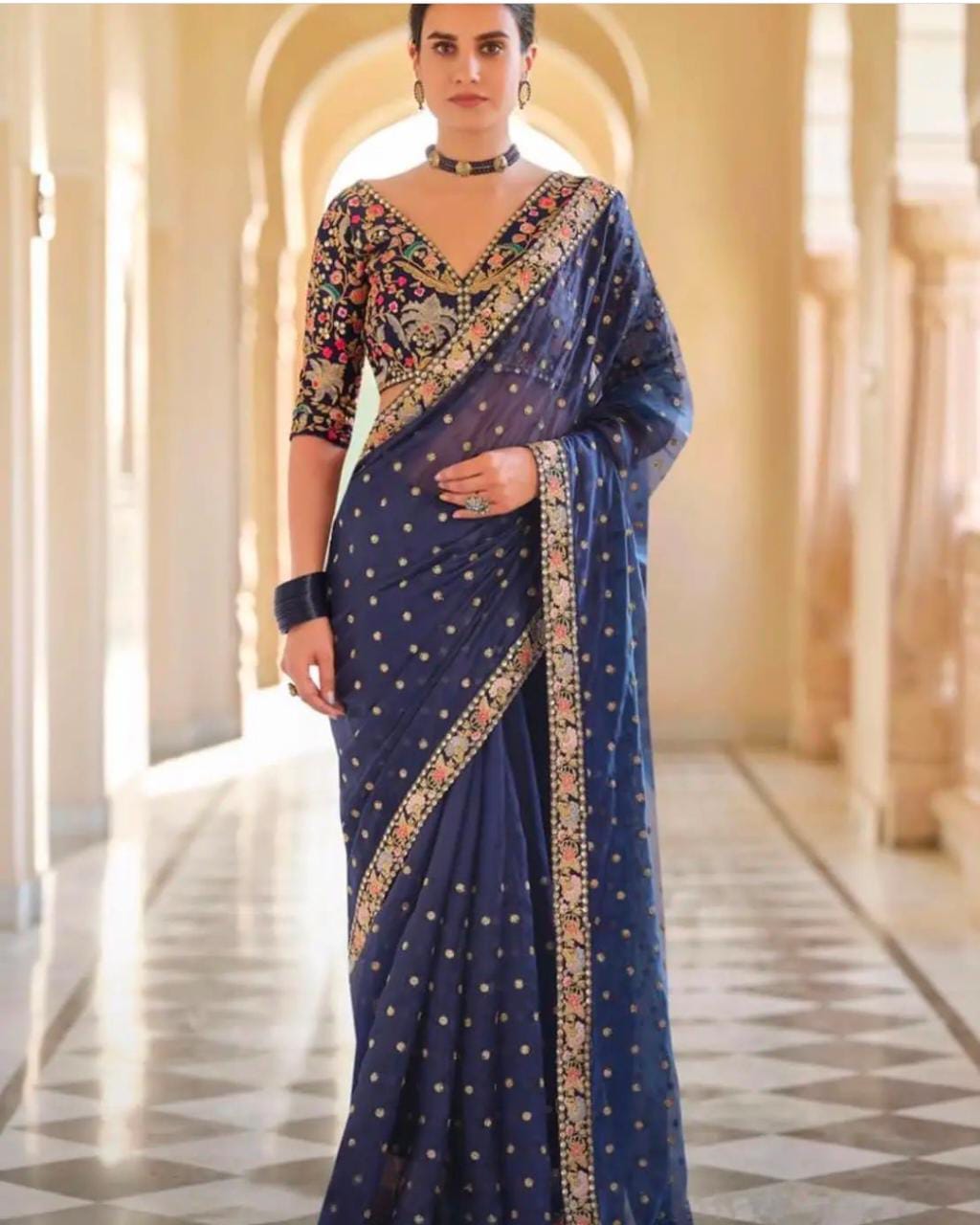 Saroj sarees Fashion World vol 2 georgette fancy work saree dealer