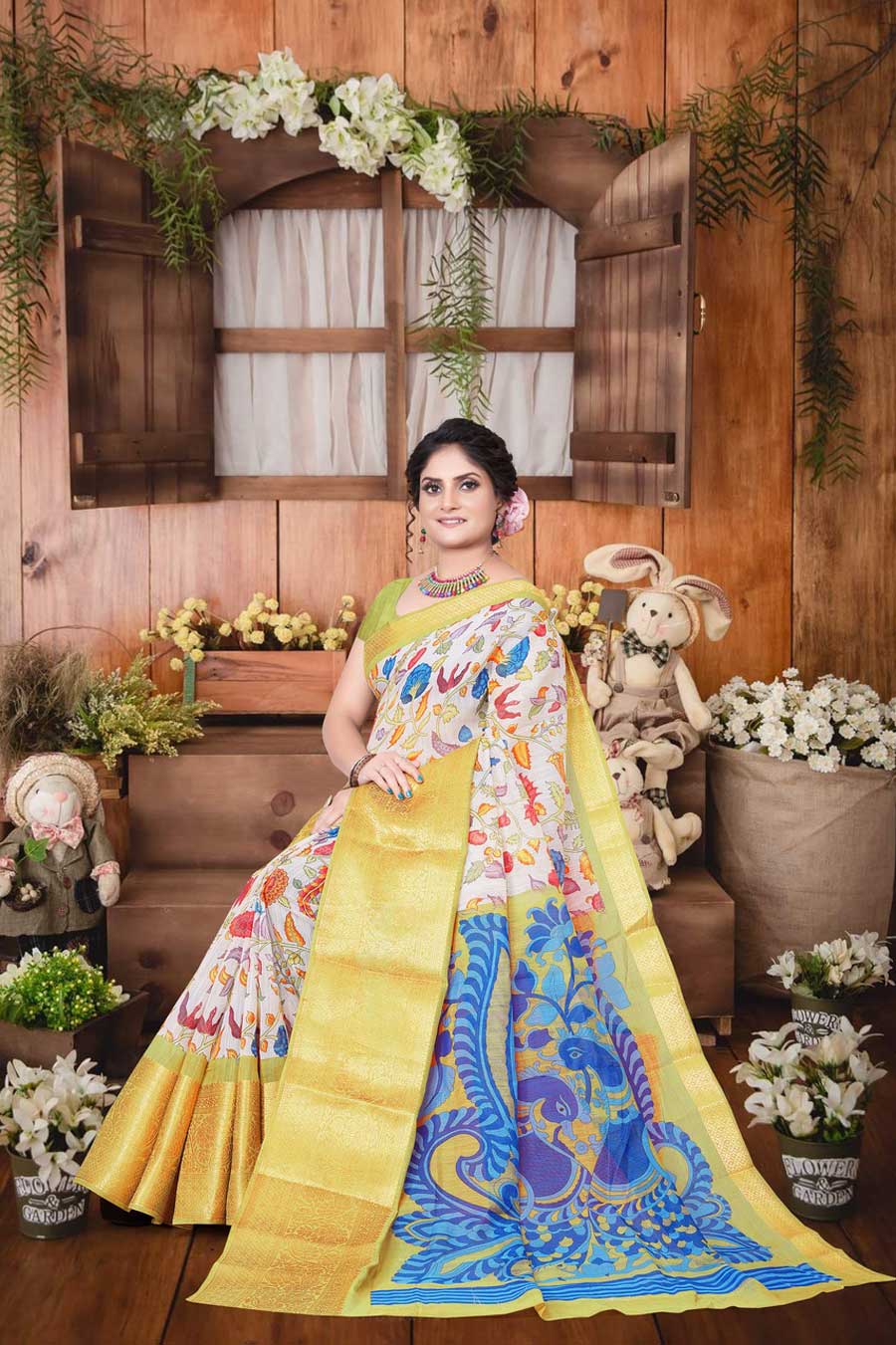 Few garden clicks. #sareelove Saree @srimaghuvaboutique Loved this pure  georgette all over Kanchi motifs saree with Paithani borders… | Instagram