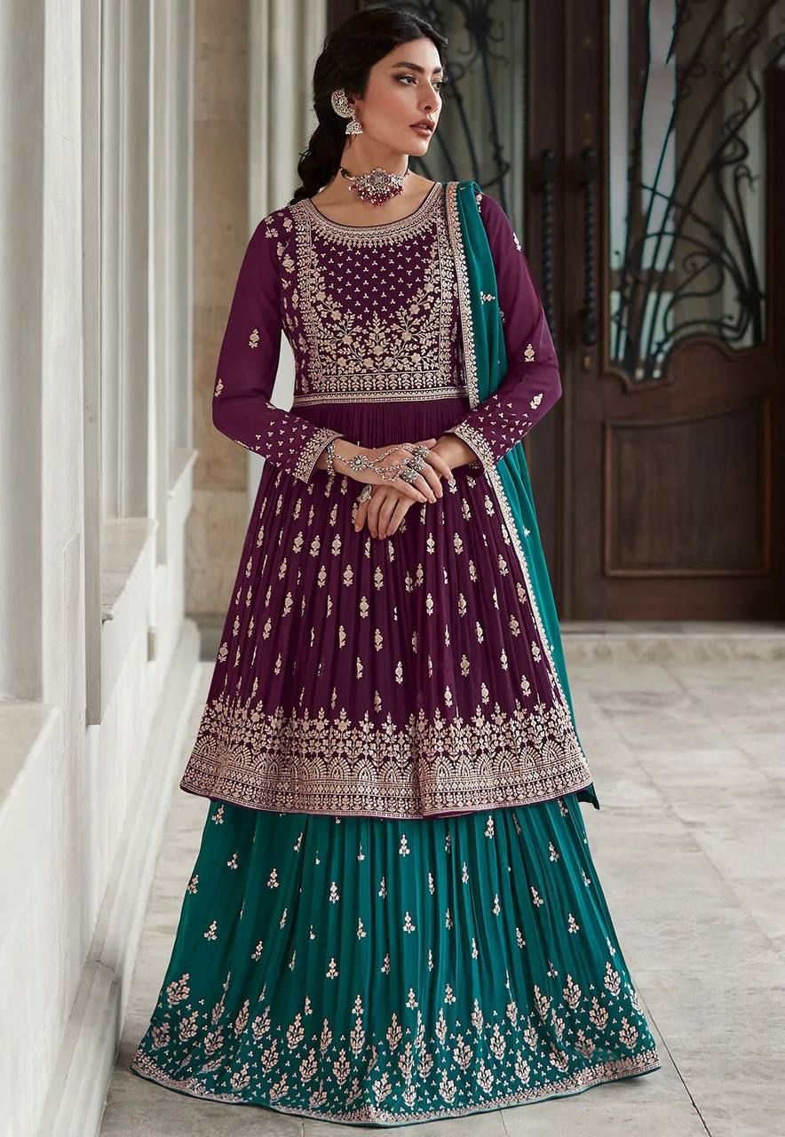 Heavy Embroidered Lehenga With Gota lace Crop Top And Dupatta - Babeehive