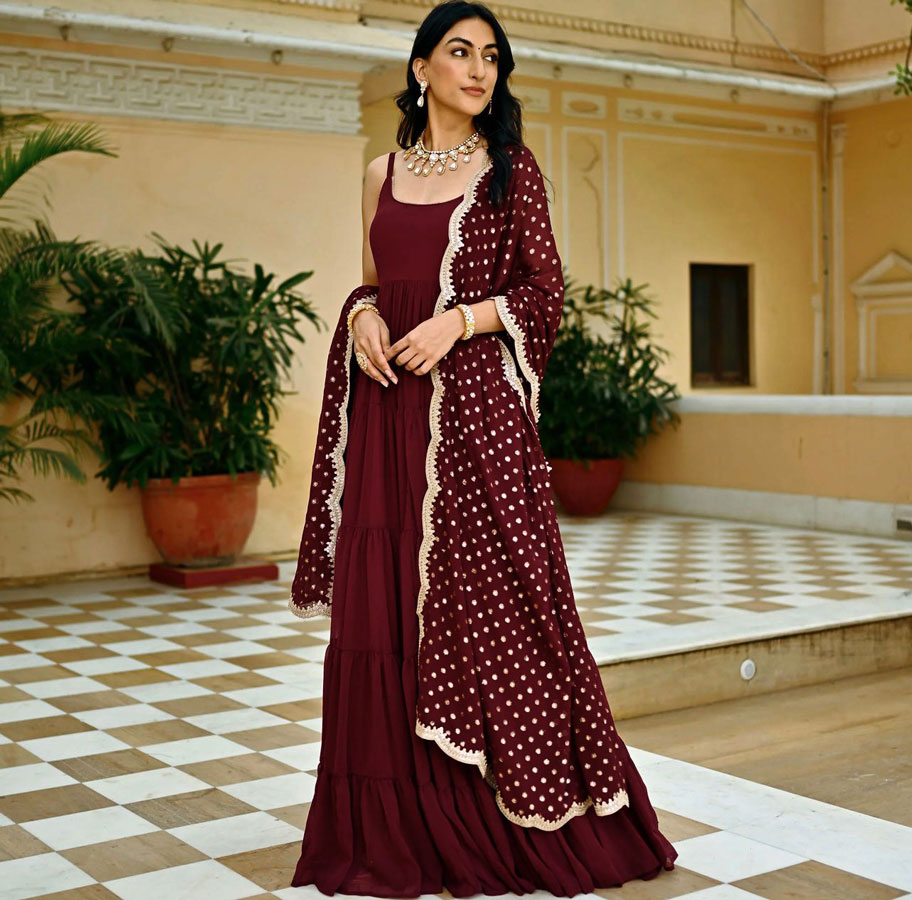 Buy Deepika Arora Black V Neck Ruffled Maxi Dress (Set of 2) online