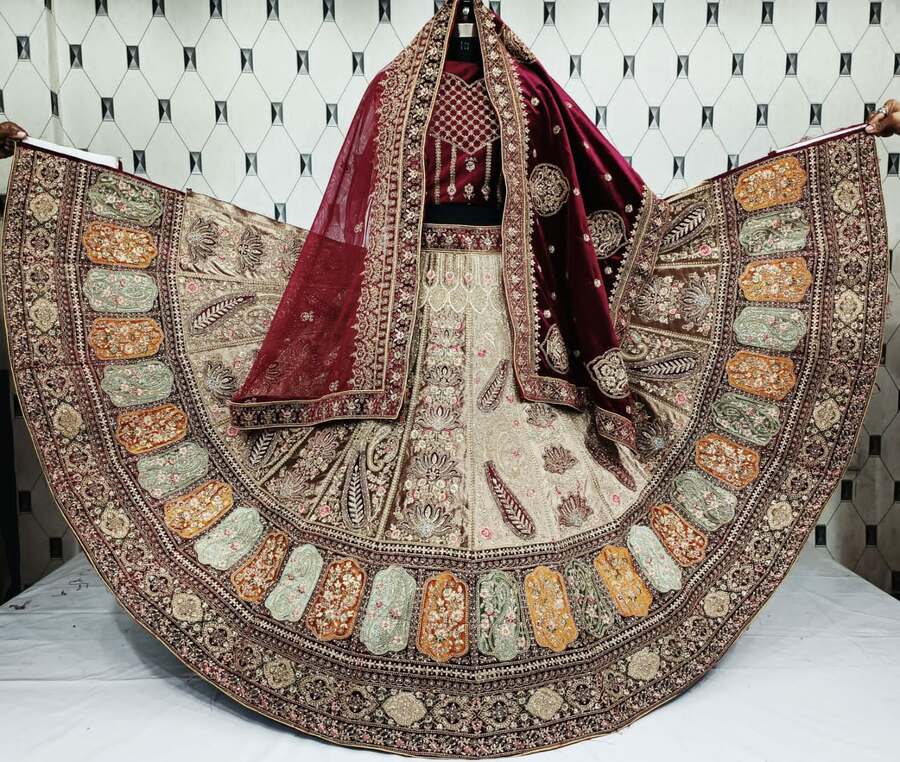 Pakistani Bridal Dress in Embellished Kameez with Farshi Lehenga and D –  Nameera by Farooq